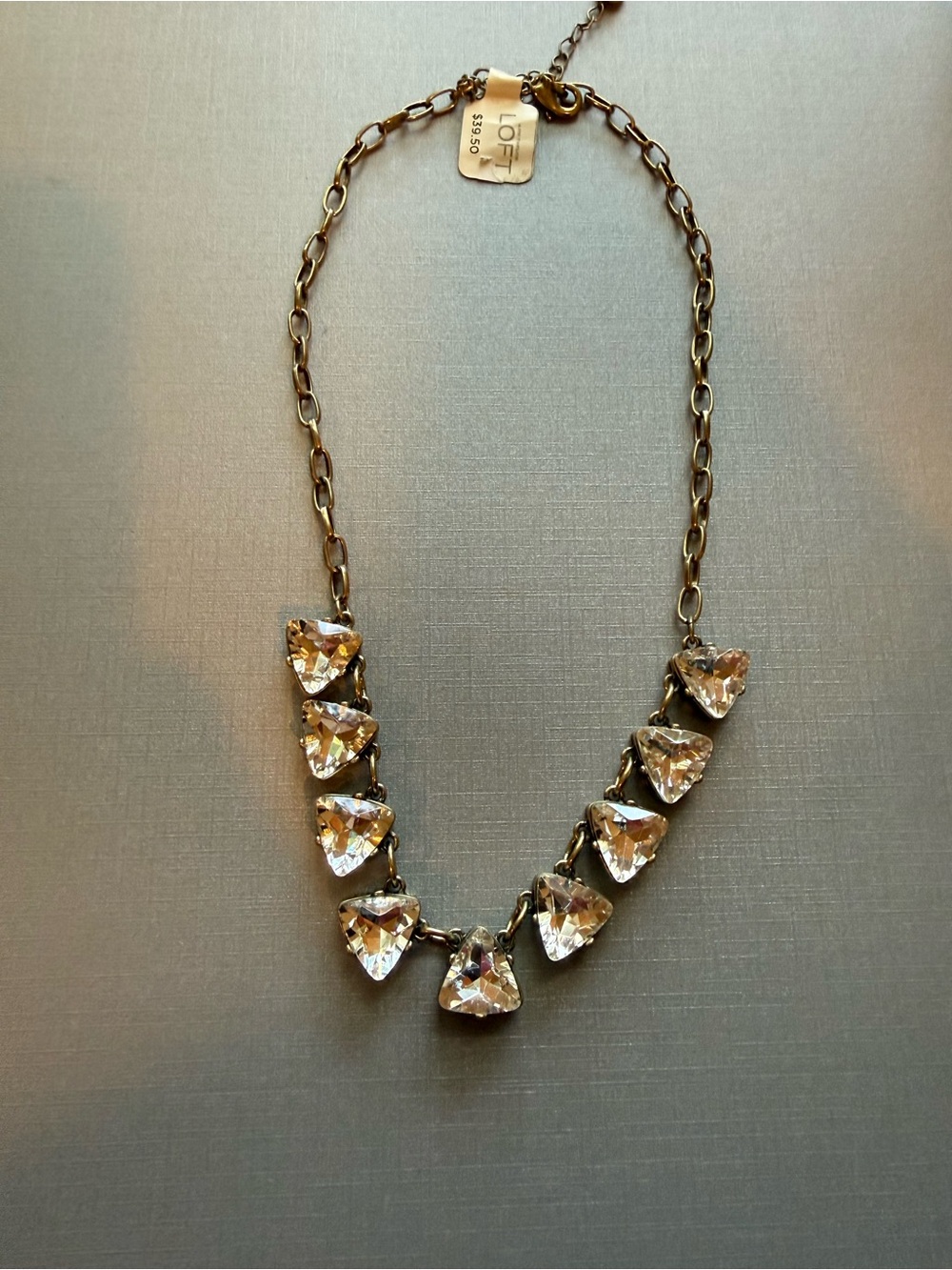 LOFT Gold-Tone Necklace with Glass Triangles